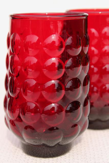 photo of vintage Royal Ruby red bubble pattern Anchor Hocking juice glasses tumblers #2