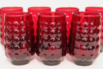 catalog photo of vintage Royal Ruby red bubble pattern Anchor Hocking juice glasses tumblers