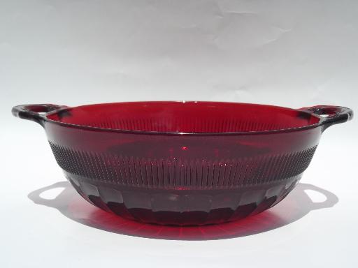 photo of vintage Royal Ruby red glass berry bowls or fruit salad set, rays and ribs #3