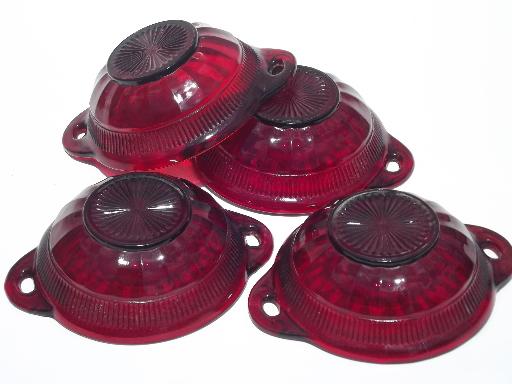 photo of vintage Royal Ruby red glass berry bowls or fruit salad set, rays and ribs #6