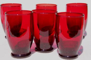 catalog photo of vintage Royal Ruby red glass tumblers, 1950s Anchor Hocking drinking glasses set