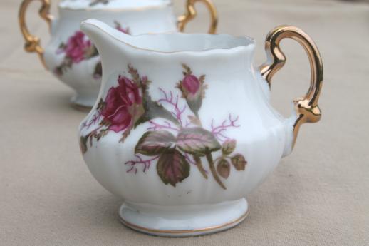 photo of vintage Royal Sealy - Japan moss rose china mini cream & sugar set #2