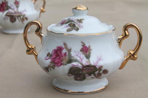 photo of vintage Royal Sealy - Japan moss rose china mini cream & sugar set #3