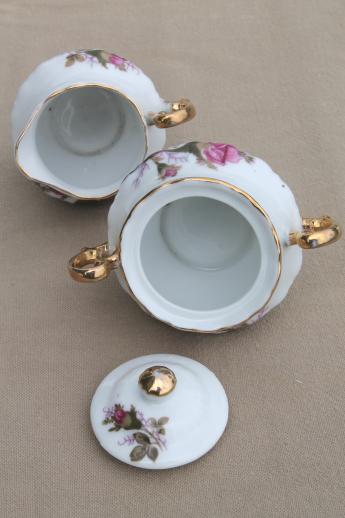 photo of vintage Royal Sealy - Japan moss rose china mini cream & sugar set #4