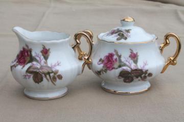 catalog photo of vintage Royal Sealy - Japan moss rose china mini cream & sugar set