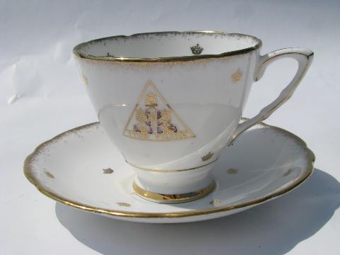 photo of vintage Royal Stafford ''Iyob Filiae - Daughters of Job'' Freemasons cup & saucer #1