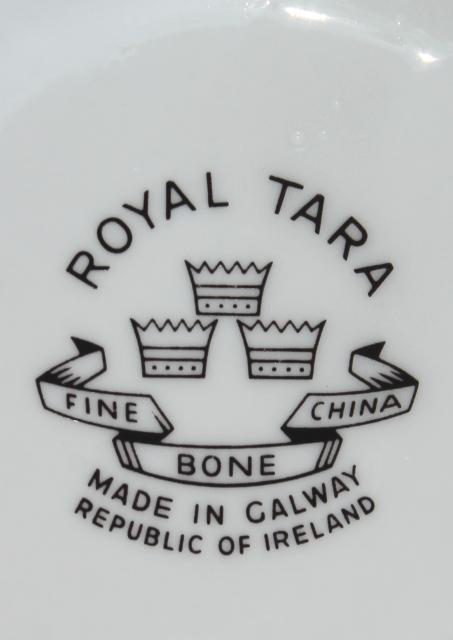 photo of vintage Royal Tara Galway Ireland fine bone china cream & sugar set, Irish harp pattern #8
