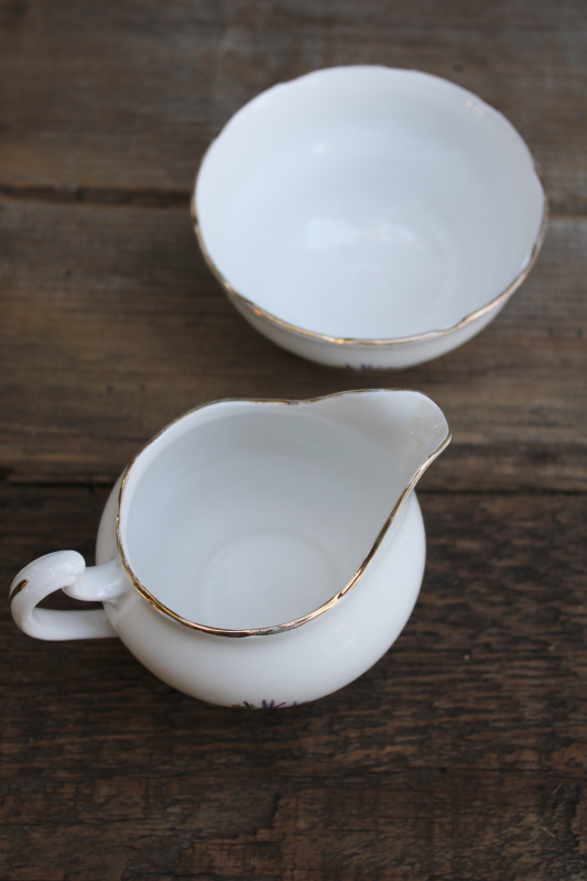 photo of vintage Royal Vale bone china cream pitcher & sugar bowl w/ English cottage scene  #5