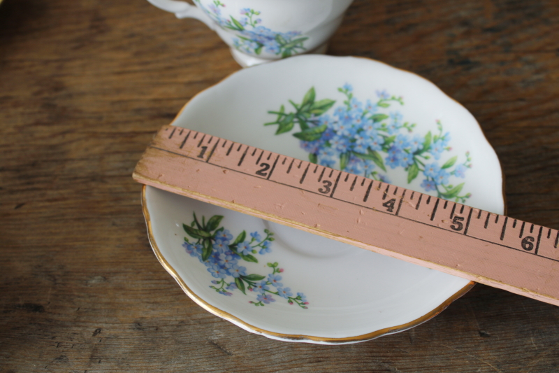photo of vintage Royal Vale bone china tea cup & saucer tiny blue flowers forget me nots  #5