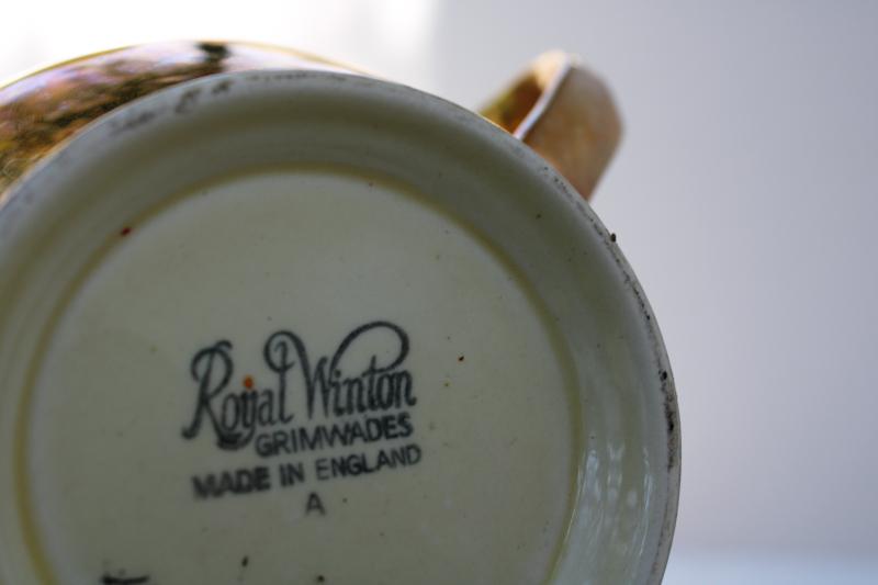 photo of vintage Royal Winton Golden Age encrusted gold teapot, cream pitcher, sugar bowl set #2