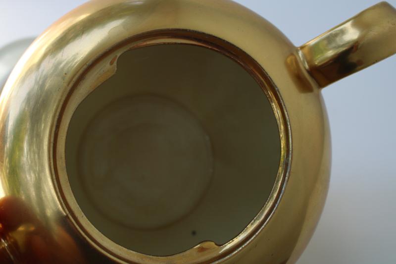 photo of vintage Royal Winton Golden Age encrusted gold teapot, cream pitcher, sugar bowl set #8