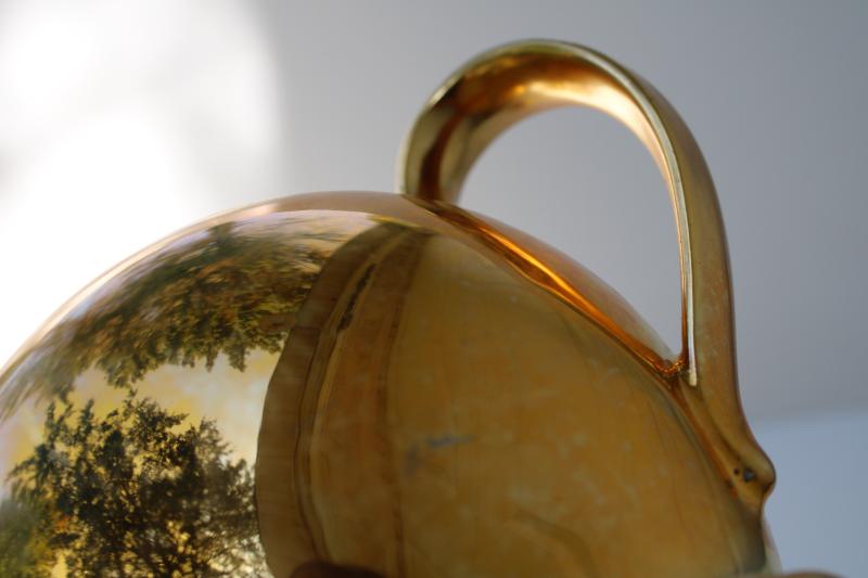 photo of vintage Royal Winton Golden Age encrusted gold teapot, cream pitcher, sugar bowl set #10