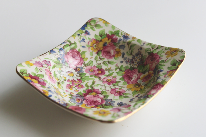 photo of vintage Royal Winton Summertime floral chintz china trinket dish  #4