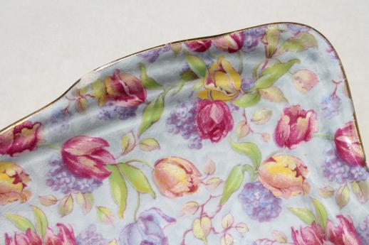 photo of vintage Royal Winton chintz china dishes, Stratford tulips & Royalty floral patterns #2