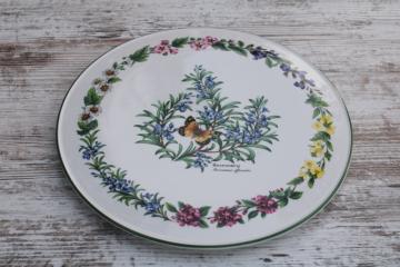 catalog photo of vintage Royal Worcester Herbs botanical china cake plate, Rosemary w/ butterfly 