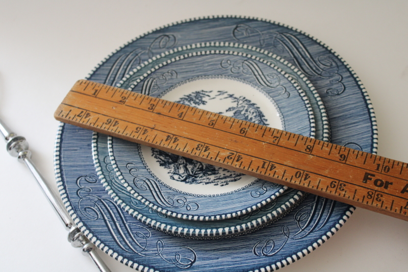 photo of vintage Royal china Currier & Ives tiered tray three plates serving stand, blue & white  #9