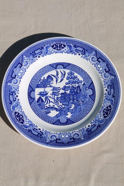 photo of vintage Royal china Willow Ware blue & white dinner plates #2