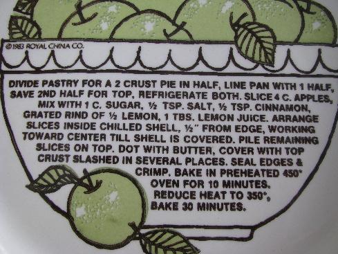 photo of vintage Royal china pie plate, apple pie recipe pie pan #3