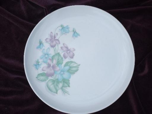 photo of vintage Royalon melmac, lavender purple violets print dinner plates #2