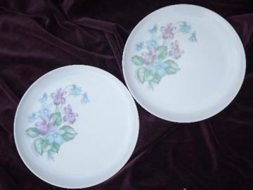 catalog photo of vintage Royalon melmac, lavender purple violets print dinner plates