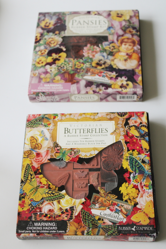 photo of vintage Rubber Stampede rubber stamps sets, Victorian Butterflies & Pansies Cynthia Hart #1