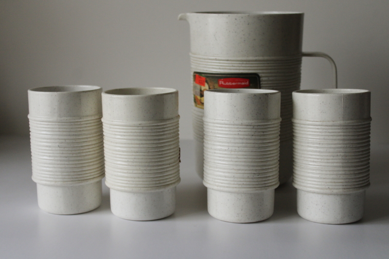 photo of vintage Rubbermaid plastic pitcher & stacking tumblers set new old stock original labels #3