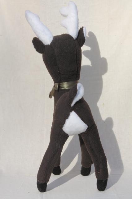 photo of vintage Rudolph red nosed reindeer stuffed plush deer toy, large standing Christmas decoration #4