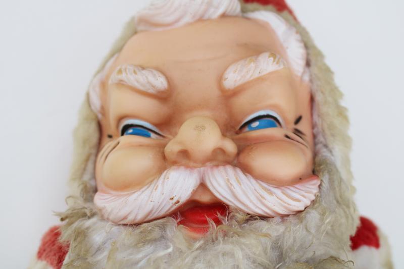 photo of vintage Rushton Santa Claus, rubber face plush stuffed toy doll, retro holiday decor #1