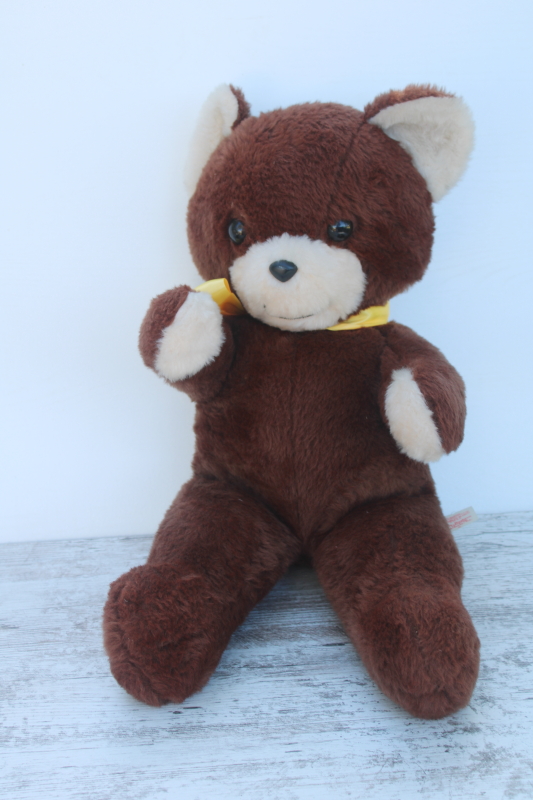 photo of vintage Rushton teddy bear plain big brown bear plush face stuffed animal toy  #1