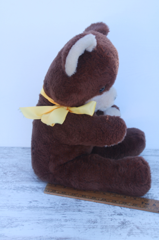 photo of vintage Rushton teddy bear plain big brown bear plush face stuffed animal toy  #4