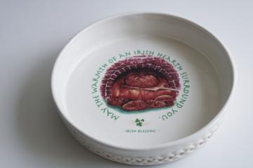 catalog photo of vintage Russ Berrie Irish Blessing serving dish, oven safe baking pan for traditional soda bread