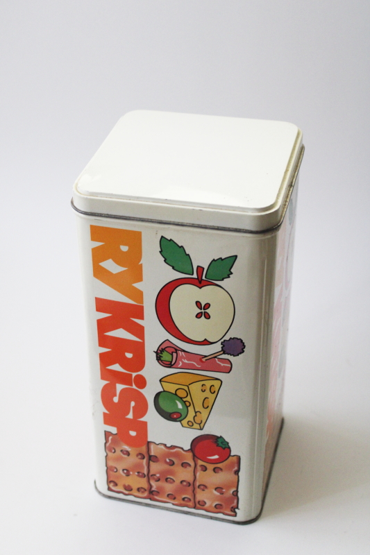 photo of vintage Ry Krisp cracker tin, mod 70s graphic art design Scandinavian modern style #2