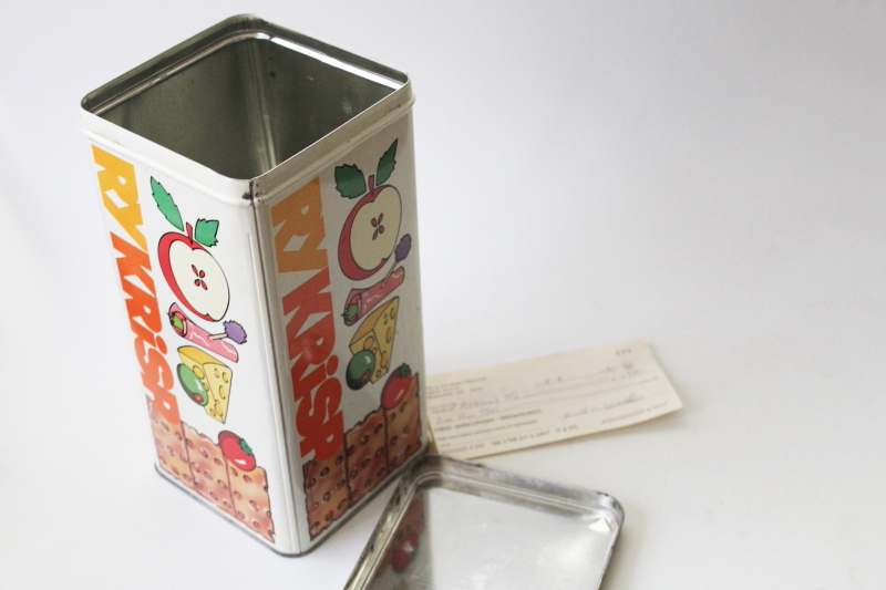 photo of vintage Ry Krisp cracker tin, mod 70s graphic art design Scandinavian modern style #5