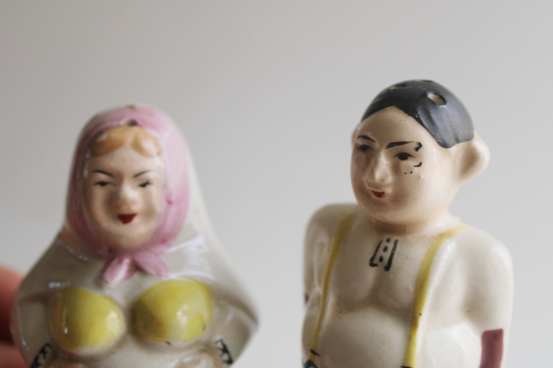 photo of vintage S&P shakers, Wedding Day Before & After, hand painted ceramic figurines  #5