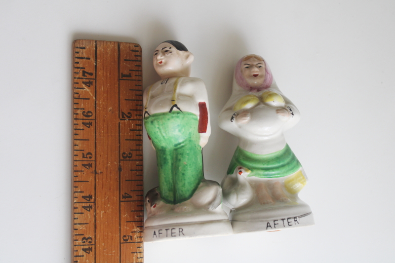 photo of vintage S&P shakers, Wedding Day Before & After, hand painted ceramic figurines  #9