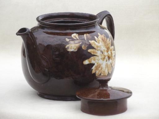 photo of vintage Sadler teapot, English pottery tea pot w/ pressed flowers design  #2