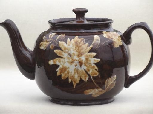 photo of vintage Sadler teapot, English pottery tea pot w/ pressed flowers design  #3