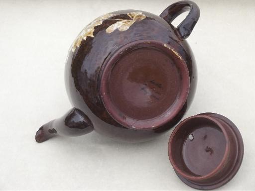 photo of vintage Sadler teapot, English pottery tea pot w/ pressed flowers design  #6