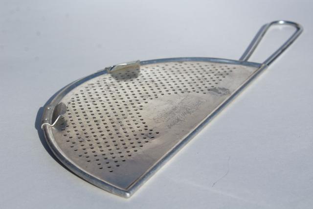 photo of vintage Safe-T Food Strainer kitchen utensil, hand held drainer sieve for pots & pans #7