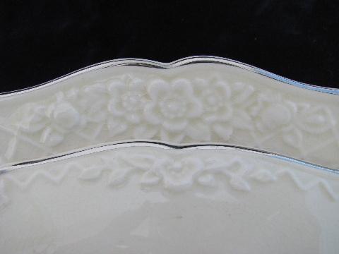 photo of vintage Salem Briar Rose china, embossed floral, ivory w/ platinum #6