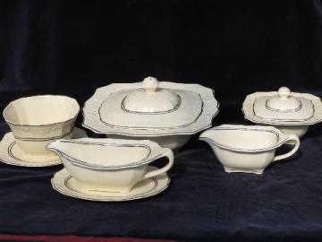 catalog photo of vintage Salem Briar Rose china, embossed floral, ivory w/ platinum