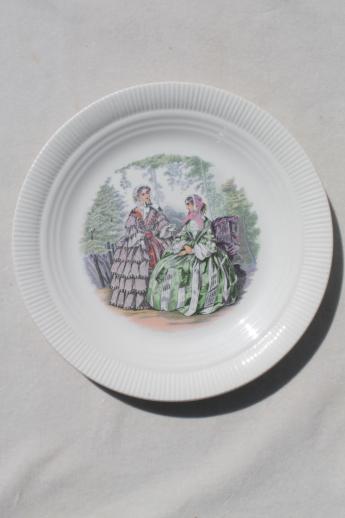 photo of vintage Salem Godey prints china plate, Godey's ladies book pattern illustration #1