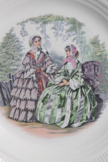 photo of vintage Salem Godey prints china plate, Godey's ladies book pattern illustration #2