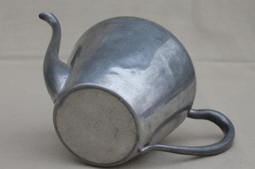 photo of vintage Salem pewter teapot, antique colonial reproduction tea pot w/ nice old patina #7