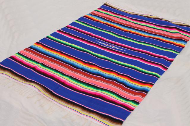 photo of vintage Saltillo Mexican Indian blanket serape rug w/ bright colored stripes #1