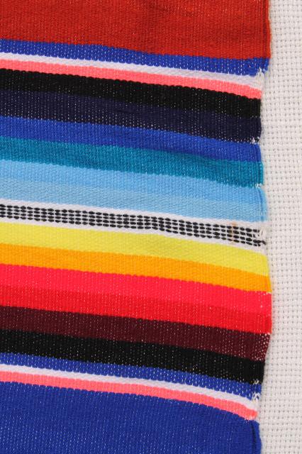 photo of vintage Saltillo Mexican Indian blanket serape rug w/ bright colored stripes #2