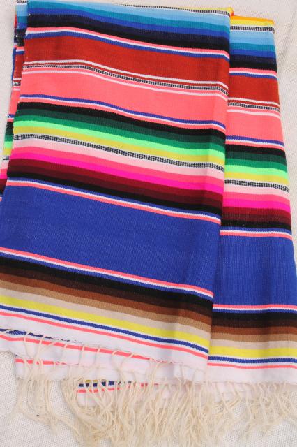 photo of vintage Saltillo Mexican Indian blanket serape rug w/ bright colored stripes #3