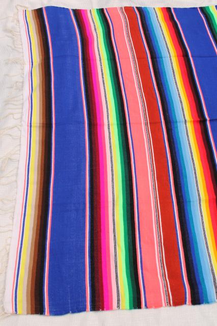 photo of vintage Saltillo Mexican Indian blanket serape rug w/ bright colored stripes #5