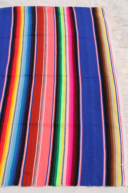 photo of vintage Saltillo Mexican Indian blanket serape rug w/ bright colored stripes #6