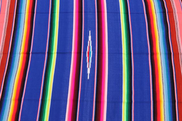 photo of vintage Saltillo Mexican Indian blanket serape rug w/ bright colored stripes #7